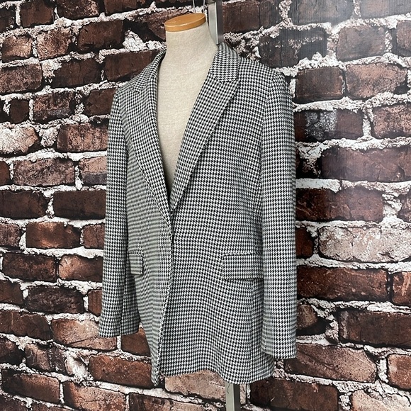 Gianni Bini Jacket Women's 10 Black White Houndstooth Collared Blazer Career - Picture 6 of 17